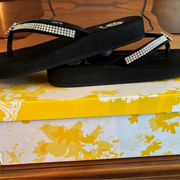 Yellow Box Iberia Black Sandals with Rhinestone Accents - Picture 6 of 11